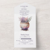 ラスティックコテージ パープルラベンダー ウェディング オールインワン招待状 (内側)