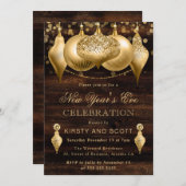 ラスティックゴールドのニューイヤーズイブパーティー 招待状 (正面/裏面)