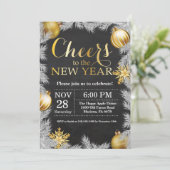 ラスティックゴールドの新年パーティー招待状 招待状 (スタンド正面)