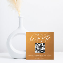 ラスティックゴールドアーストーン秋のウェディングQRコード招待状 エンクロージャーカード