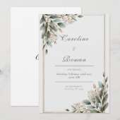 ラスティックゴールドフレーム ユーカリ ホワイト ブルーム ウェディング 招待状 (正面/裏面)