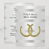 ラスティックゴールドホースシューズ シルバー ホワイト ヴィ ブライズシャワー 招待状 (正面/裏面)