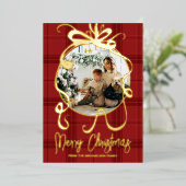 ラスティックゴールドボウファミリーフォト 箔シーズンカード (立ち正面)