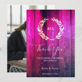 ラスティックゴールドローレルウェディングサンキューカード 招待状 (正面/裏面)