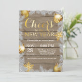 ラスティックゴールド新年のイブパーティー招待状 招待状 (スタンド正面)