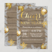 ラスティックゴールド新年のイブパーティー招待状 招待状 (正面/裏面)