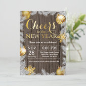 ラスティックゴールド新年のイブパーティー招待状 招待状 (スタンド正面)
