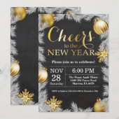 ラスティックゴールド新年イブパーティー招待状 招待状 (正面/裏面)