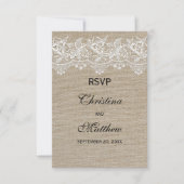 ラスティックジュートとレースの結婚式出欠確認カード 出欠カード (正面)