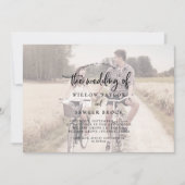 ラスティックスクリプト | フェードド水平写真ウェディング 招待状 (正面)