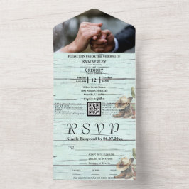 ラスティックターコイズ ウエスタン フォト QRコード オールインワン オールインワン招待状