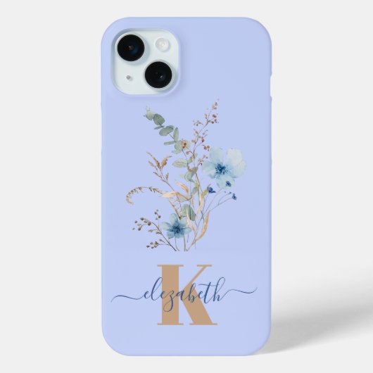 ラスティックダスティブルーの水彩花束 Case-Mate iPhoneケース (裏面)