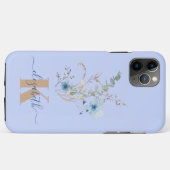 ラスティックダスティブルーの水彩花束 Case-Mate iPhoneケース (裏面(横))