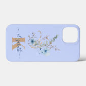 ラスティックダスティブルーの水彩花束 Case-Mate iPhoneケース (裏面 (横))