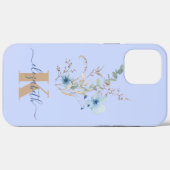 ラスティックダスティブルーの水彩花束 Case-Mate iPhoneケース (裏面 (横))