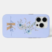 ラスティックダスティブルーの水彩花束 Case-Mate iPhoneケース (裏面 (横))