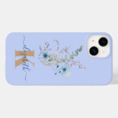 ラスティックダスティブルーの水彩花束 Case-Mate iPhoneケース (裏面 (横))