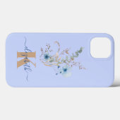 ラスティックダスティブルーの水彩花束 Case-Mate iPhoneケース (裏面 (横))
