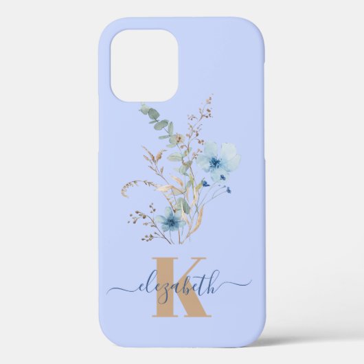 ラスティックダスティブルーの水彩花束 Case-Mate iPhoneケース (裏面)