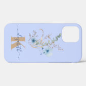 ラスティックダスティブルーの水彩花束 Case-Mate iPhoneケース (裏面 (横))