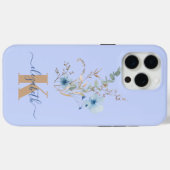 ラスティックダスティブルーの水彩花束 Case-Mate iPhoneケース (裏面 (横))