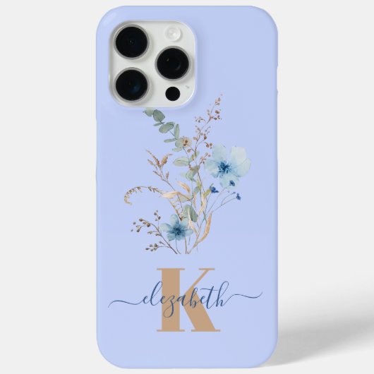 ラスティックダスティブルーの水彩花束 Case-Mate iPhoneケース (裏面)