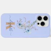 ラスティックダスティブルーの水彩花束 Case-Mate iPhoneケース (裏面 (横))