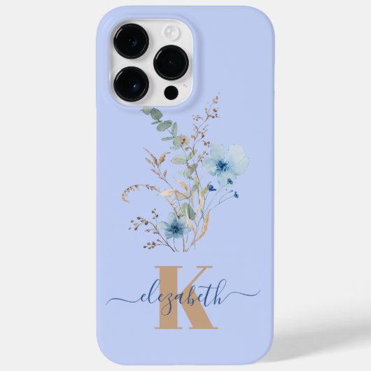 ラスティックダスティブルーの水彩花束 Case-Mate iPhoneケース (裏面)