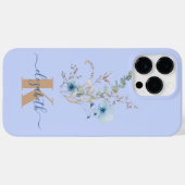 ラスティックダスティブルーの水彩花束 Case-Mate iPhoneケース (裏面 (横))