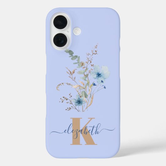 ラスティックダスティブルーの水彩花束 Case-Mate iPhoneケース (裏面)