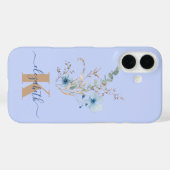 ラスティックダスティブルーの水彩花束 Case-Mate iPhoneケース (裏面 (横))