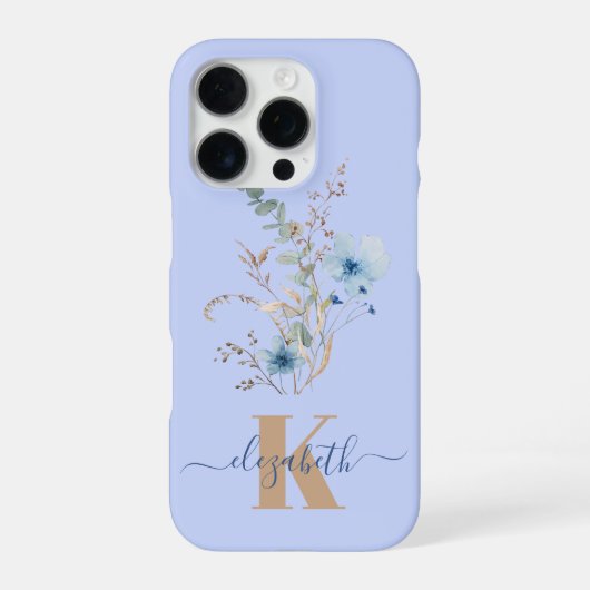 ラスティックダスティブルーの水彩花束 iPhoneケース (裏面)