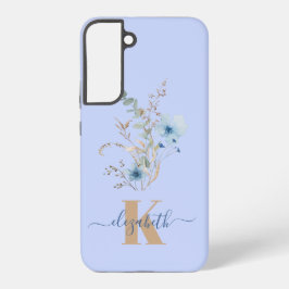 ラスティックダスティブルーの水彩花束 SAMSUNG GALAXY S22+ケース