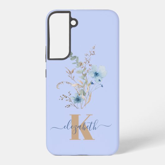 ラスティックダスティブルーの水彩花束 SAMSUNG GALAXYケース (裏面)