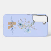 ラスティックダスティブルーの水彩花束 SAMSUNG GALAXYケース (裏面横)