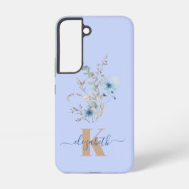 ラスティックダスティブルーの水彩花束 SAMSUNG GALAXY S22ケース