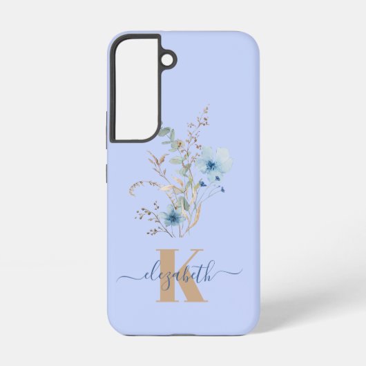 ラスティックダスティブルーの水彩花束 SAMSUNG GALAXYケース (裏面)