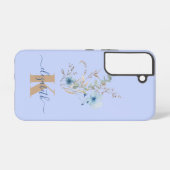 ラスティックダスティブルーの水彩花束 SAMSUNG GALAXYケース (裏面横)