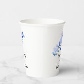 ラスティックダスティブルーの水彩風の花と葉 紙コップ (右)