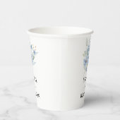 ラスティックダスティブルー水彩花と葉 紙コップ (右)