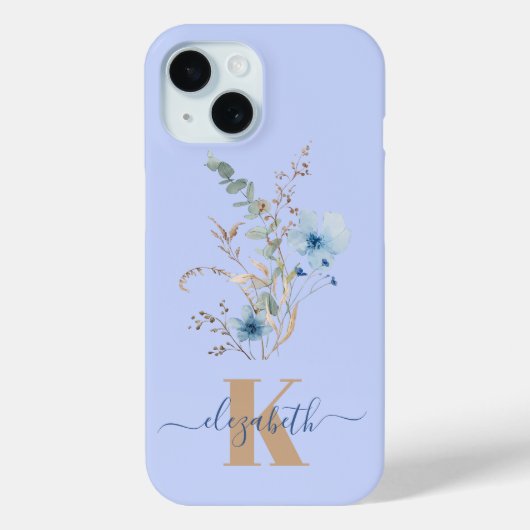ラスティックダスティブルー水彩花束 Case-Mate iPhoneケース (裏面)