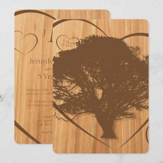 ラスティックツリー 5周年結婚記念日招待状 招待状 (正面/裏面)