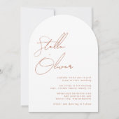 ラスティックテラコッタカリグラフィーのディテールウェディング 招待状 (正面)