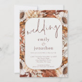 ラスティックテラコッタ フラワーズ フレーム QR コード ウェディング 招待状 (正面)