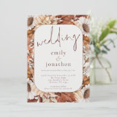 ラスティックテラコッタ フラワーズ フレーム QR コード ウェディング 招待状 (スタンド正面)