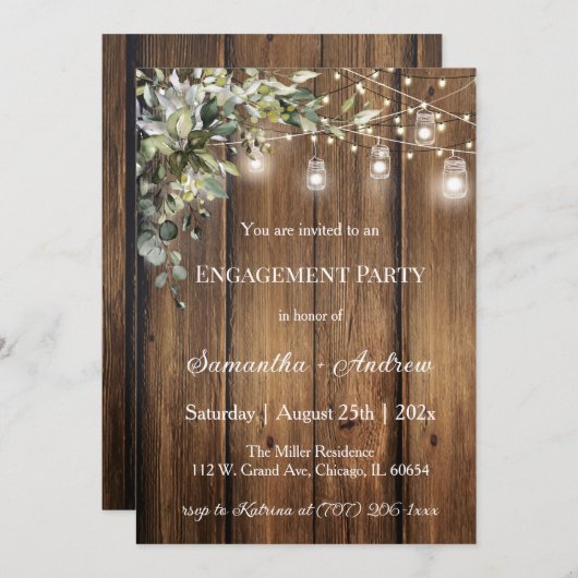 ラスティックテーマのオーダーメイドエンゲージメント招待状 招待状 (正面/裏面)