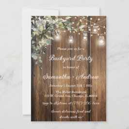 ラスティックテーマのパーソナライズされた裏庭パーティー 招待状