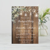 ラスティックテーマのパーソナライズされた裏庭パーティー 招待状 (スタンド正面)