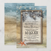 ラスティックトロピカルビーチスターフィッシュライトウェディング 招待状 (正面/裏面)