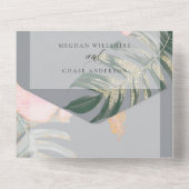 ラスティックトロピカルピンクハイビスカスフラワーズウェディング オールインワン招待状 (裏面)